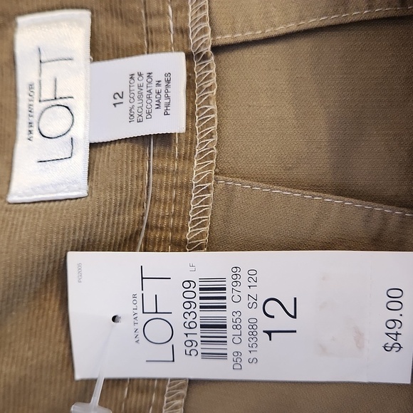 Ann Taylor Khaki Embroidered A-Line Skirt, size 12 - Picture 3 of 6